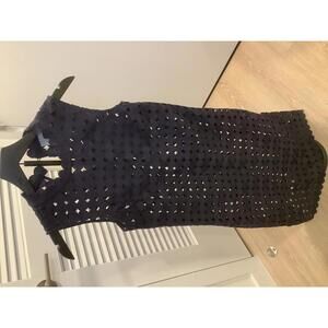 Maeve Anthropologie Navy Circle Lace Sleeveless Dress XS